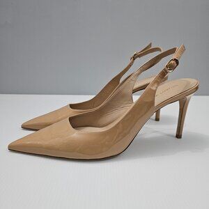 Stuart Weitzman Nude Patent Slingback Heels